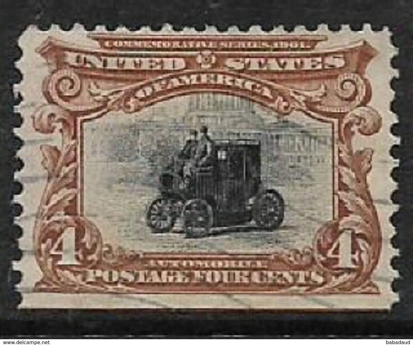 U.S.A.1901, 4 Cents, Automobile, , Used - Oblitérés