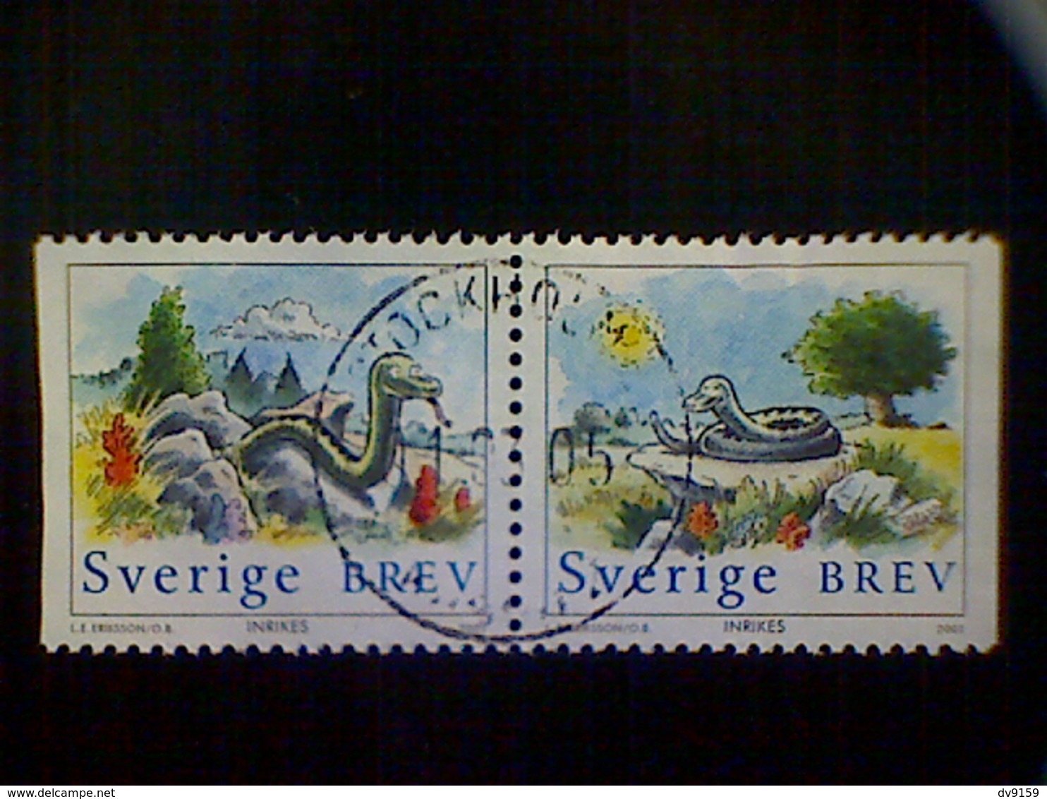 Sweden, Scott #2407, Used (o) Pair,  2001, New Year 2001, Year Of The Snake, Cartoon Snakes, 5k - Used Stamps