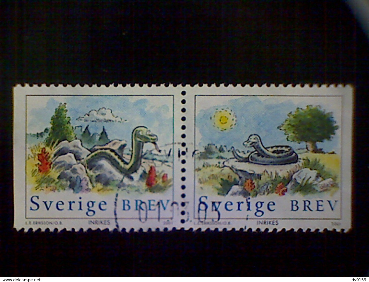 Sweden, Scott #2407, Used (o) Pair,  2001, New Year 2001, Year Of The Snake, Cartoon Snakes, 5k - Used Stamps