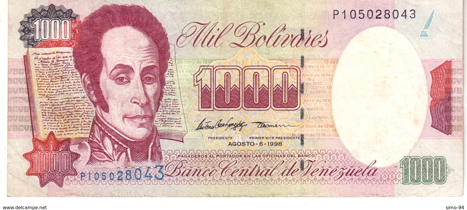 Venezuela P.76d 1000 Bolivares 1998  Unc - Venezuela