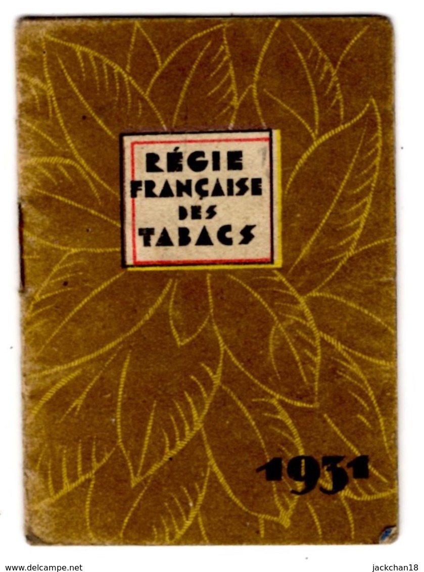 -- PETIT CALENDRIER AGENDA / REGIE FRANCAISE DES TABACS / 8 PAGES -- - Petit Format : 1921-40