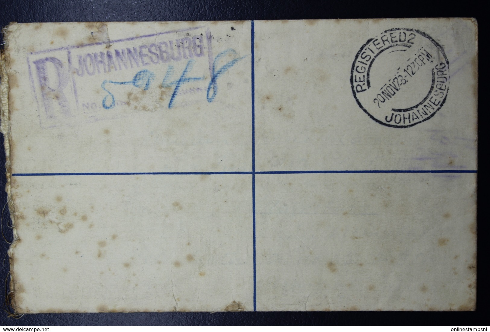 South Africa: Registered Cover Johannesburg 20-11-1923  HG 6 - Storia Postale