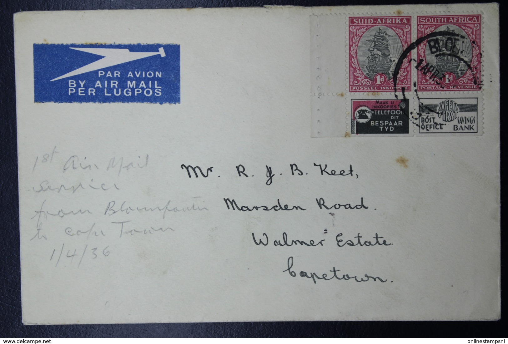 South Africa: Registered Cover Capetown -> London Uprated  R6B 22-9-1927 - Brieven En Documenten