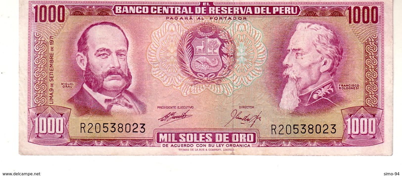 Peru P.105 1000 Soles 1971  Xf+ - Perù