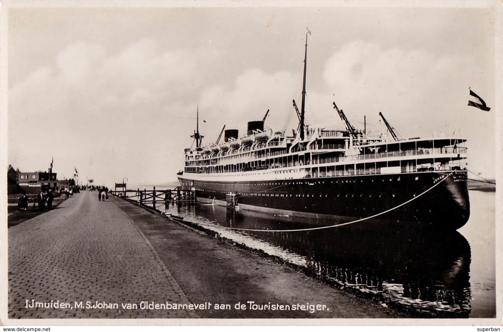 BATEAU / SHIP / PAQUEBOT " JOHAN VAN OLDENBARNEVELT " - IJMUIDEN - CARTE VRAIE PHOTO / REAL PHOTO ~ 1930 - '935 (aa905) - Roumanie