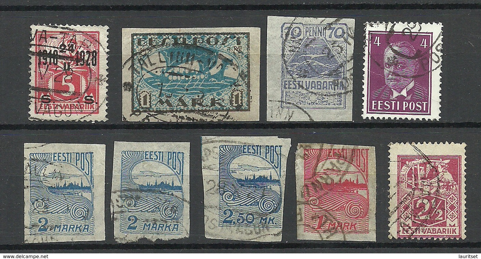 ESTLAND Estonia 1919-1936 Lot Railway Eisenbahn Cancels 10 Stamps - Estonia