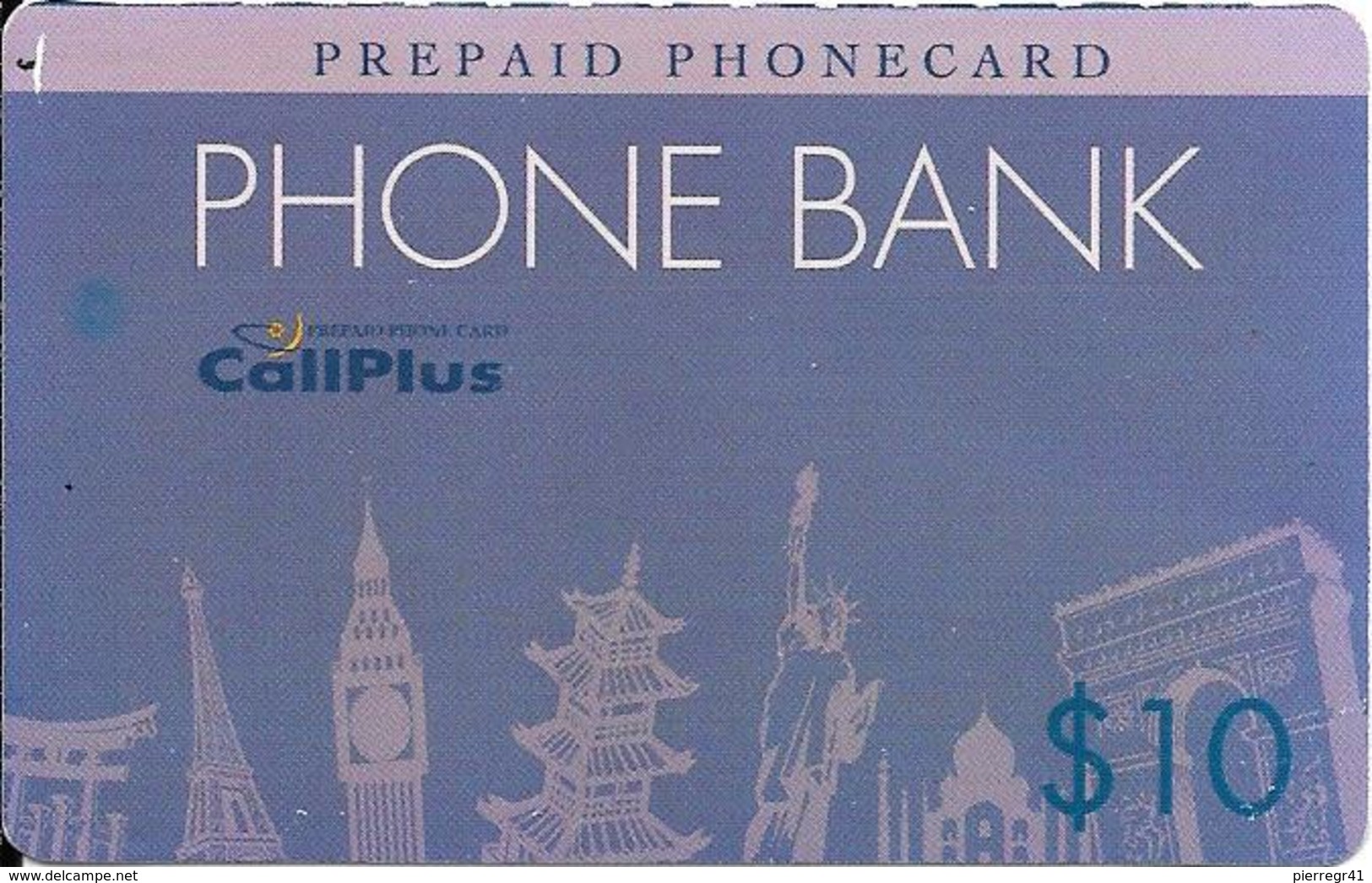 -CARTE-PREPAYEE-USA-10$-PHONE BANK/ PHONE CARD- -Plastic Fin-TBE - Autres & Non Classés