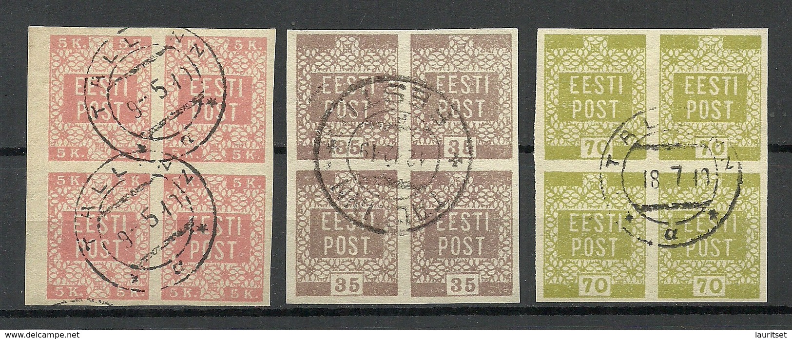 ESTLAND ESTONIA 1918/1919 Michel 1 - 2 & 4 As 4-Blocks O - Estland