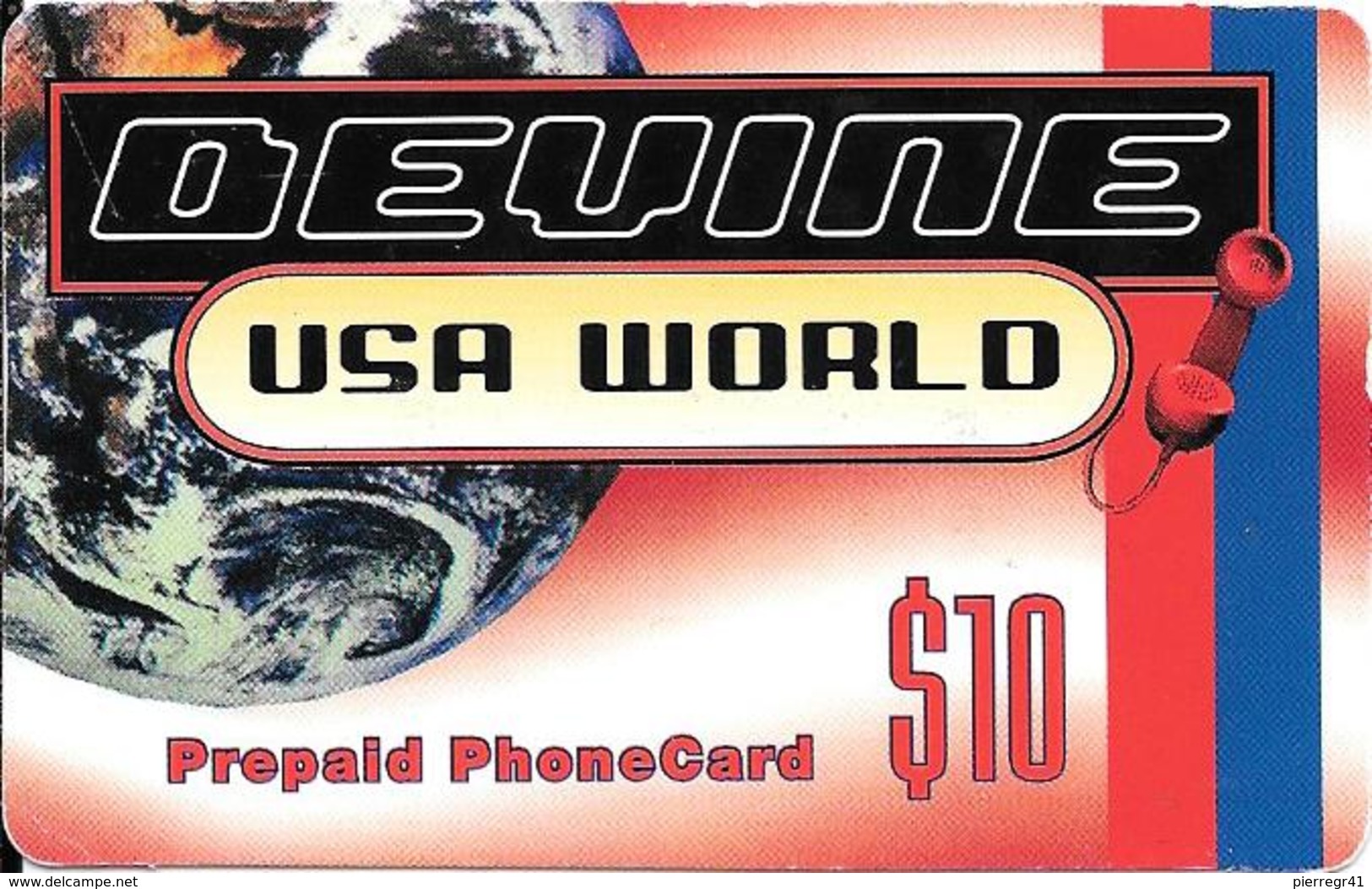 -CARTE-PREPAYEE-USA-10$-DEVINE USA WORLD/ PHONE CARD- -Plastic Fin-TBE - Autres & Non Classés