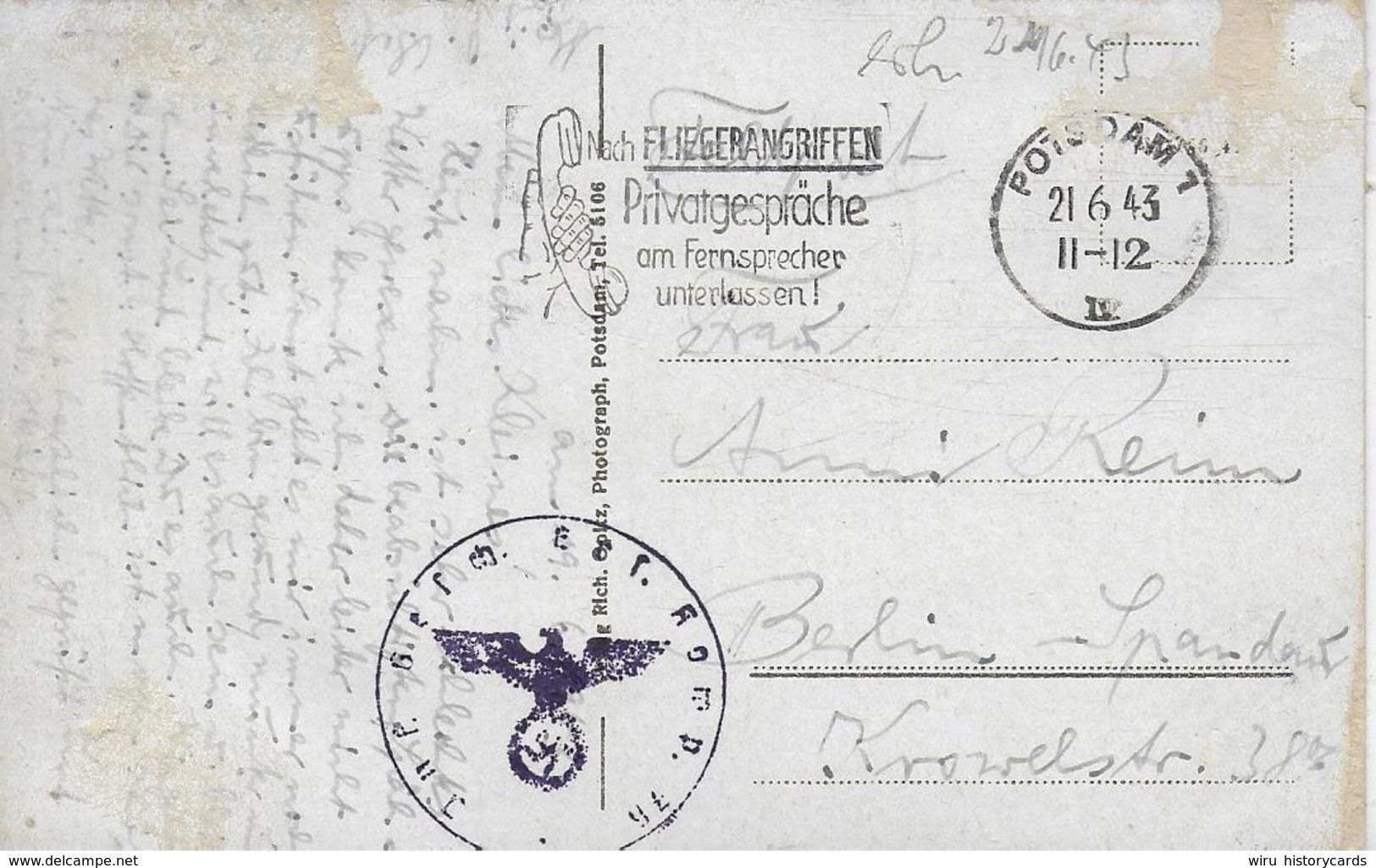 AK 0197  Kaserne Des Inf.-Rgts. 9 - Potsdam , Pappelallee / Feldpost Um 1943 - Kasernen