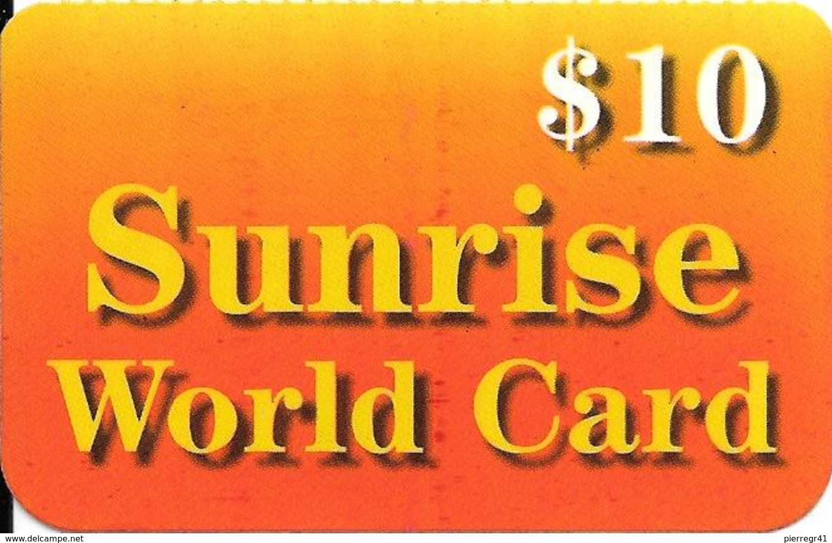 -CARTE-PREPAYEE-USA-10$-SUNRISE WORLD-31/12/99/ PHONE CARD- -Plastic Fin-TBE - Autres & Non Classés