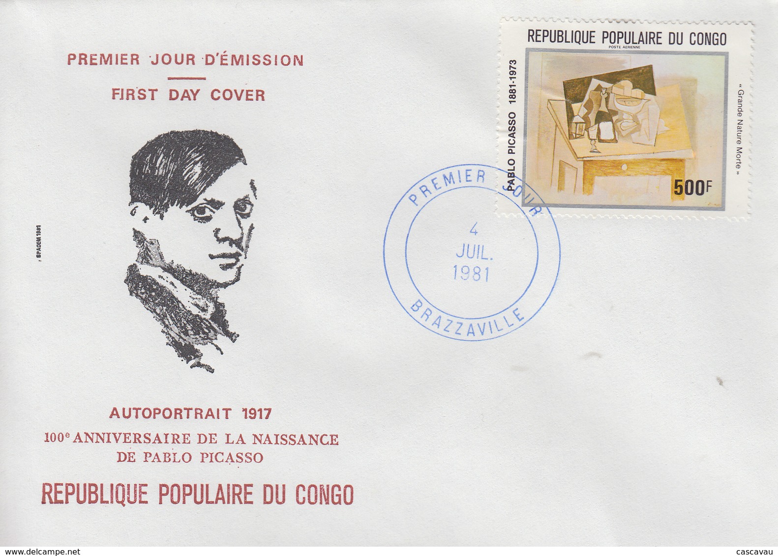 Enveloppe  FDC   1er    Jour    CONGO    Oeuvre  De   PICASSO     1981 - FDC