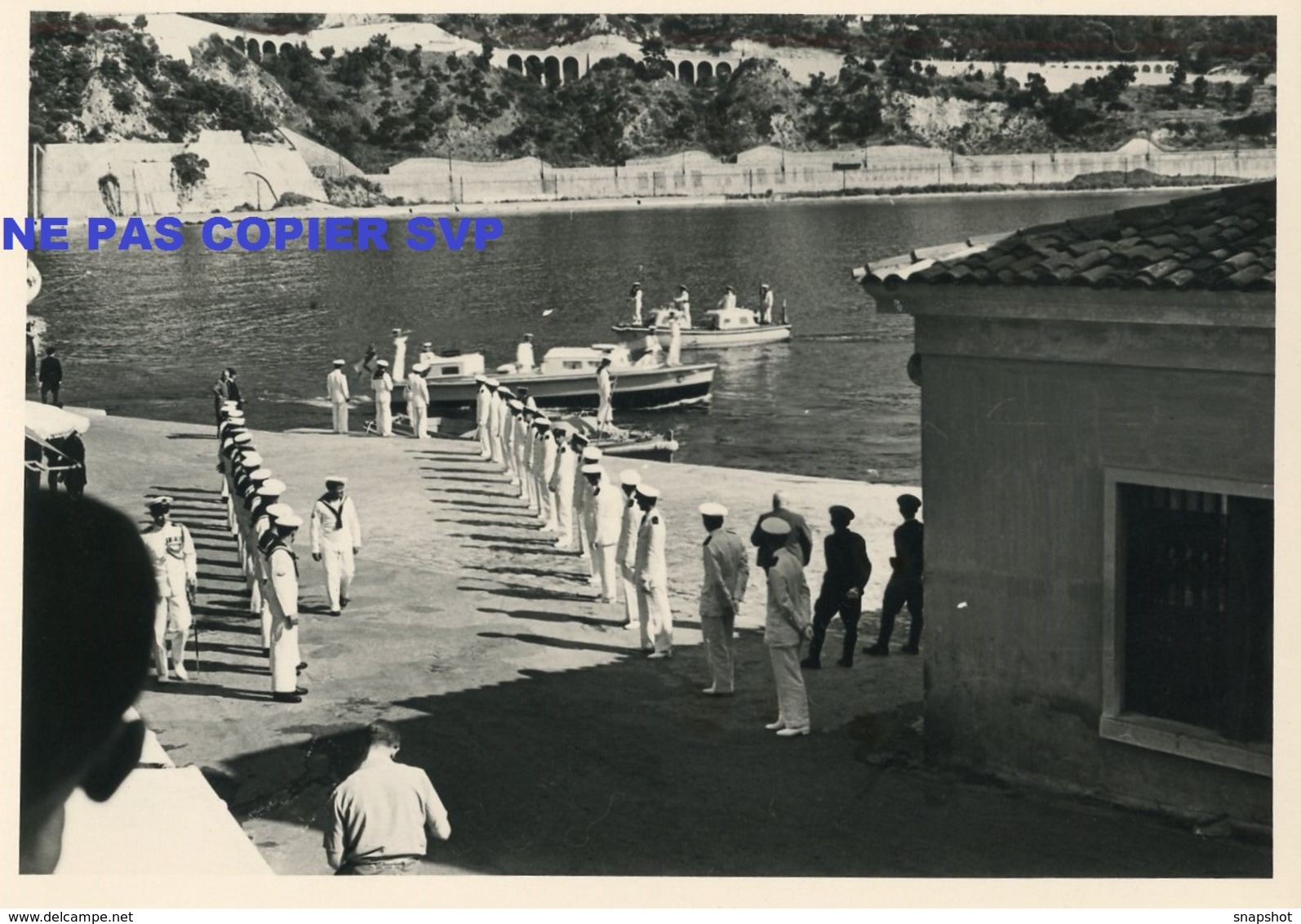 Photo Villefranche Sur Mer Alpes-Maritimes équipage Marins Marin 1951 - Lieux