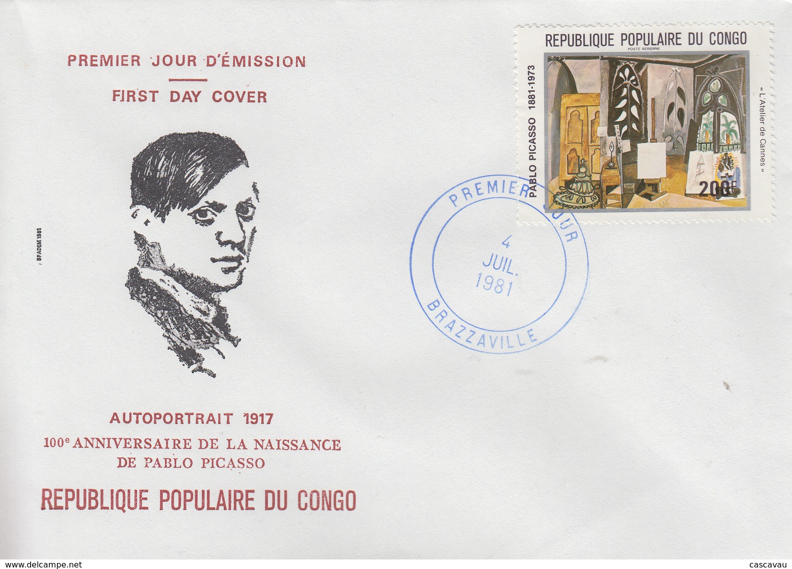 Enveloppe  FDC   1er    Jour    CONGO    Oeuvre  De   PICASSO     1981 - FDC