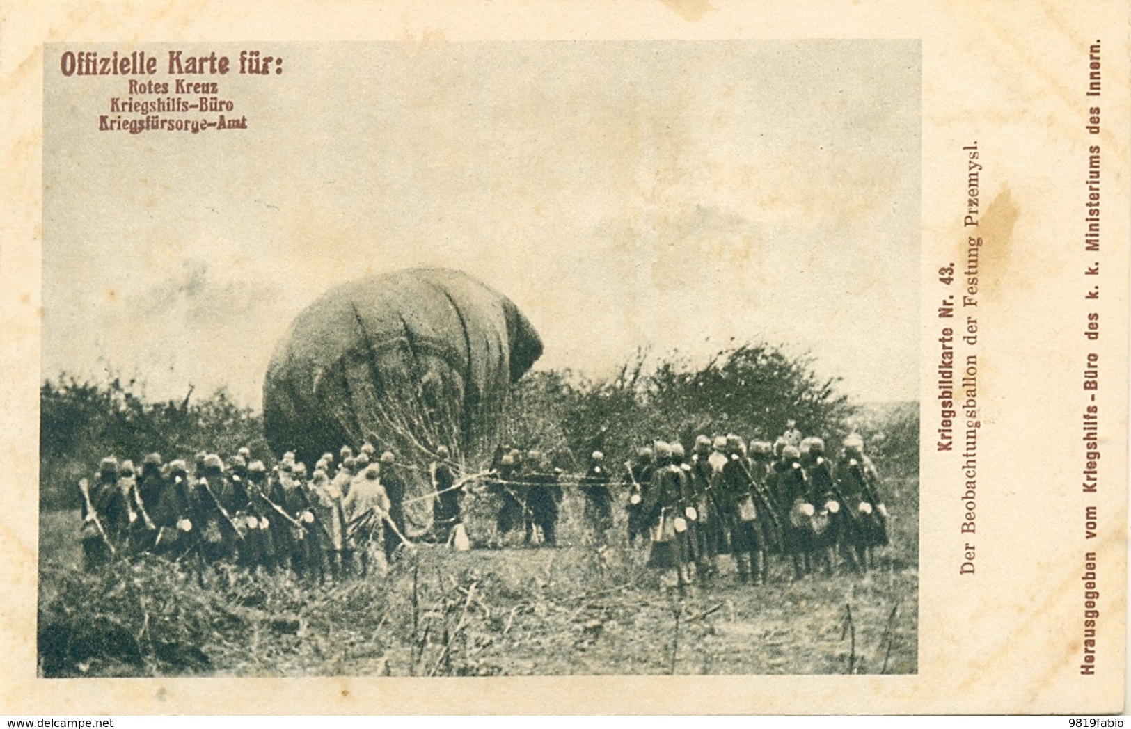 Rotes Kreuz N. 43 Der Beobachtungsballon Der Festung Przemysl - Guerra 1914-18