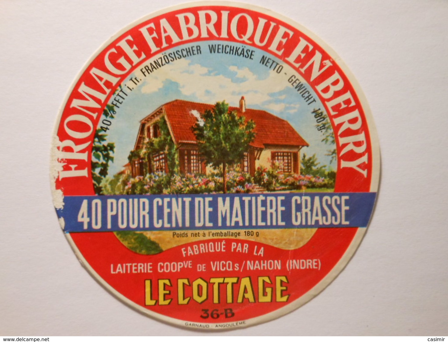 A-36023b - Etiquette De Fromage LE COTTAGE - Laiterie De VARENNES SUR FOUZON - Indre 36-B - Fromage