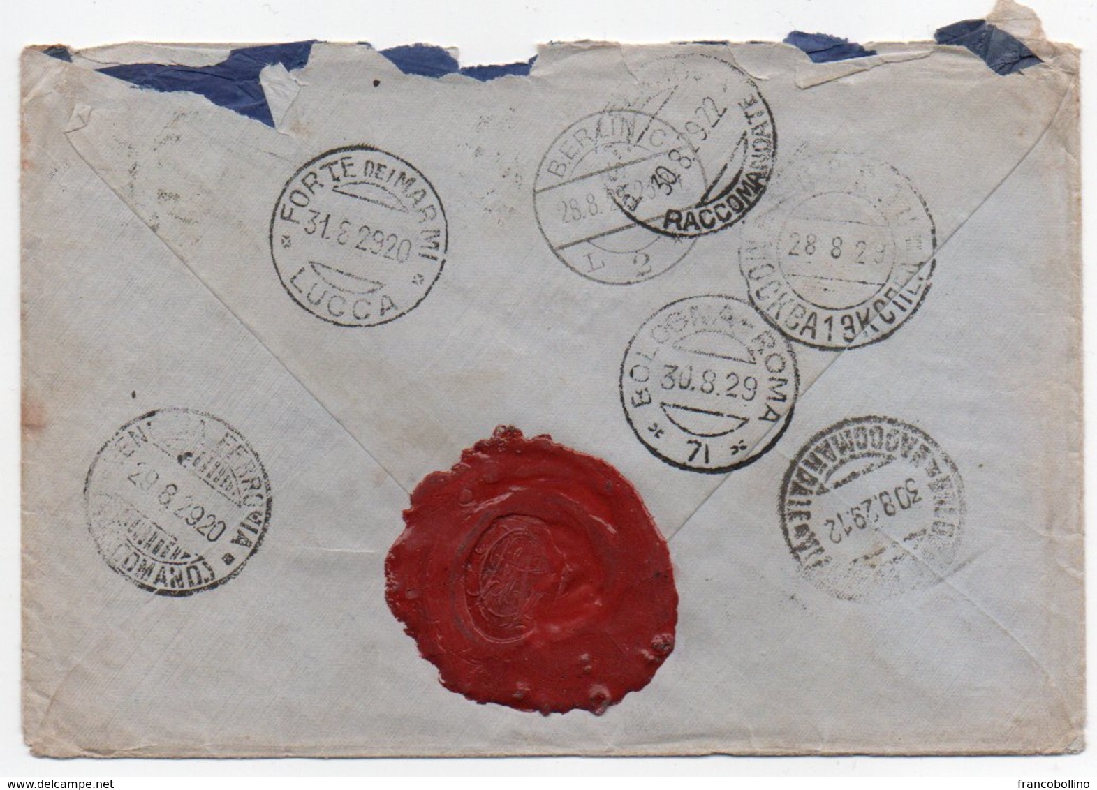 RUSSIA/RUSSIE-REGISTERED AIR MAIL COVER FROM KHARKOV-UKRAINE TO ITALY (FORTE DEI MARMI)1929/CANCEL BERLIN C2 LUFTPOSTAMT - Storia Postale