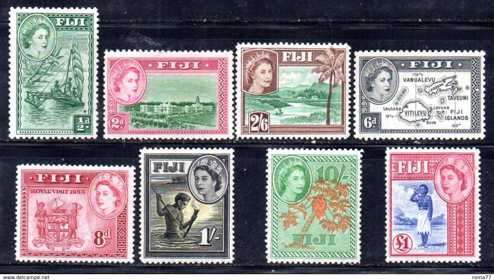 CI1061B - FIJI 1954 , Ordinaria Yvert  Serie N. 137/144 ***  (2380A) - Fidji (...-1970)