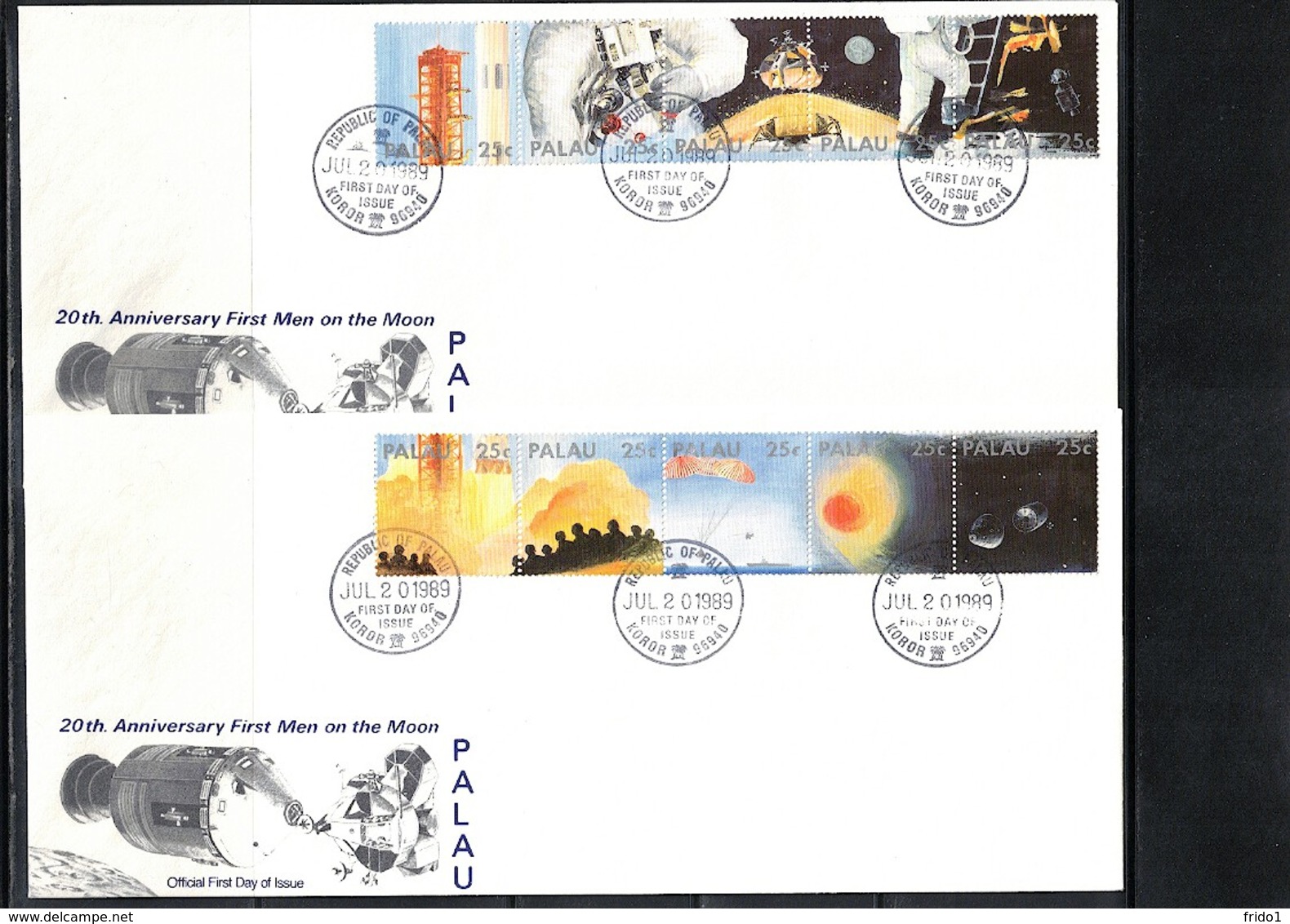 Palau 1989 Space / Raumfahrt Apollo 11 20 Years From The First Men On The Moon  Interesting  FDC - Oceania
