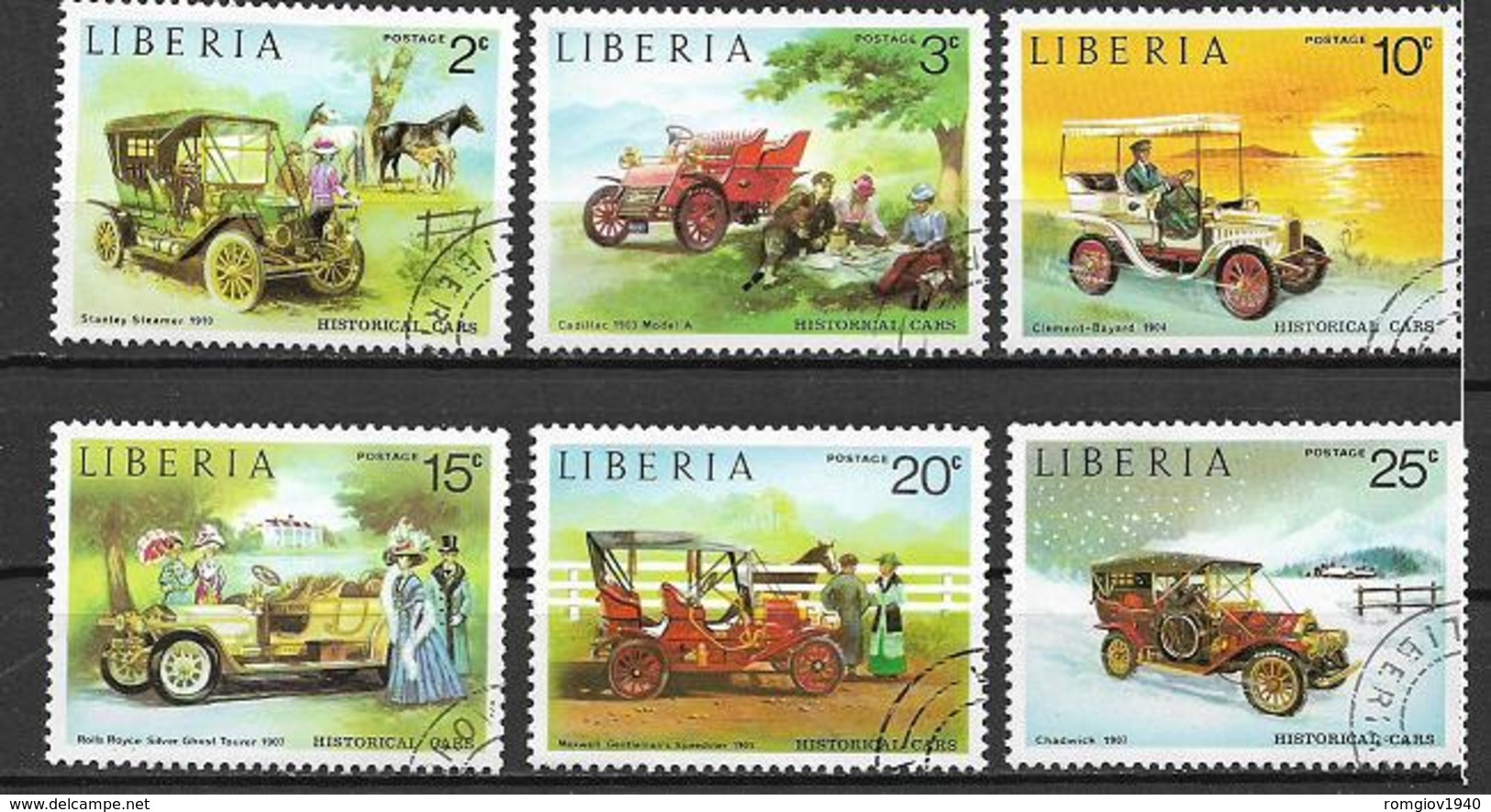 LIBERIA 1973 VECCHIE AUTOMOBILI YVERT. 617-622 USATA VF - Liberia