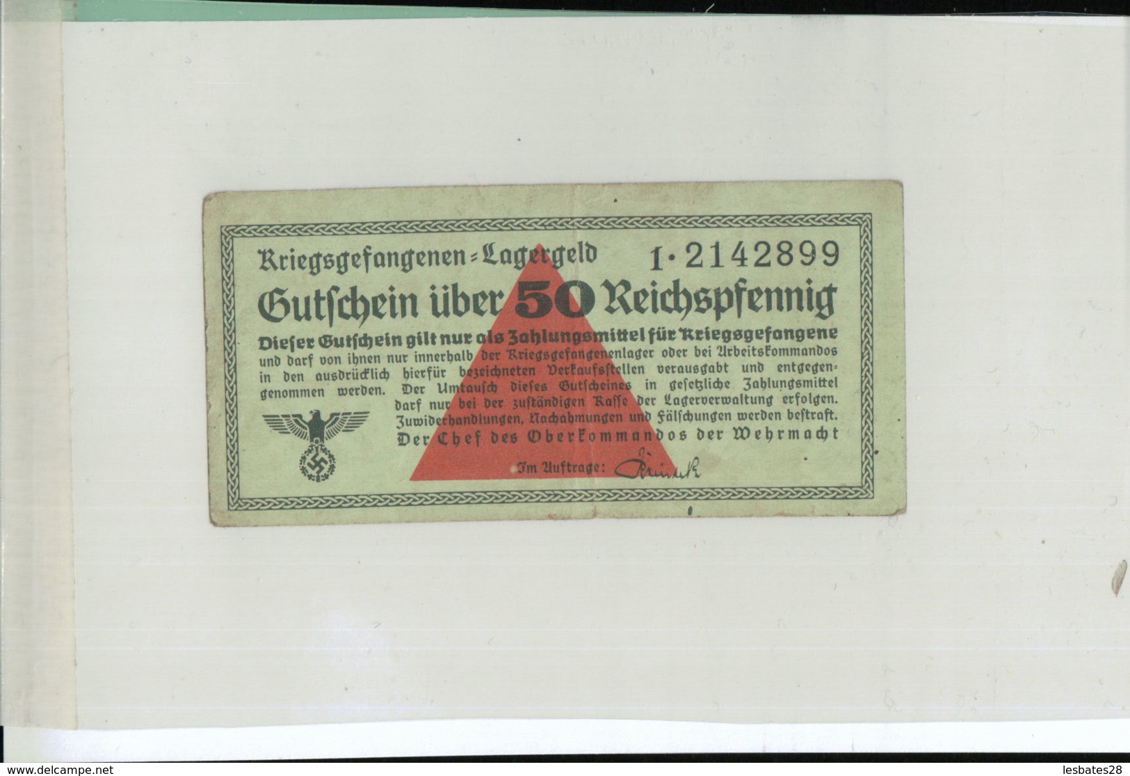 KRIEGSGEFANGENEN LAGERGELD Gutfchein über 5 Reichsmark  (Billet Camp De Prisonniers -guerre 1939-1945 - MAR 2019  135 - Autres & Non Classés