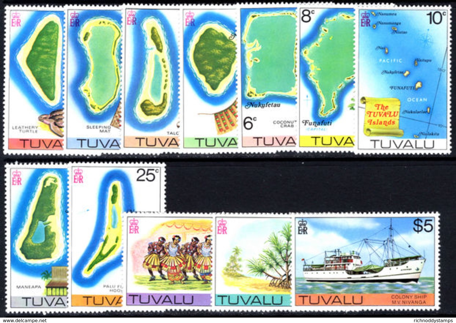 Tuvalu 1977-78 No Watermark Set Unmounted Mint. - Tuvalu