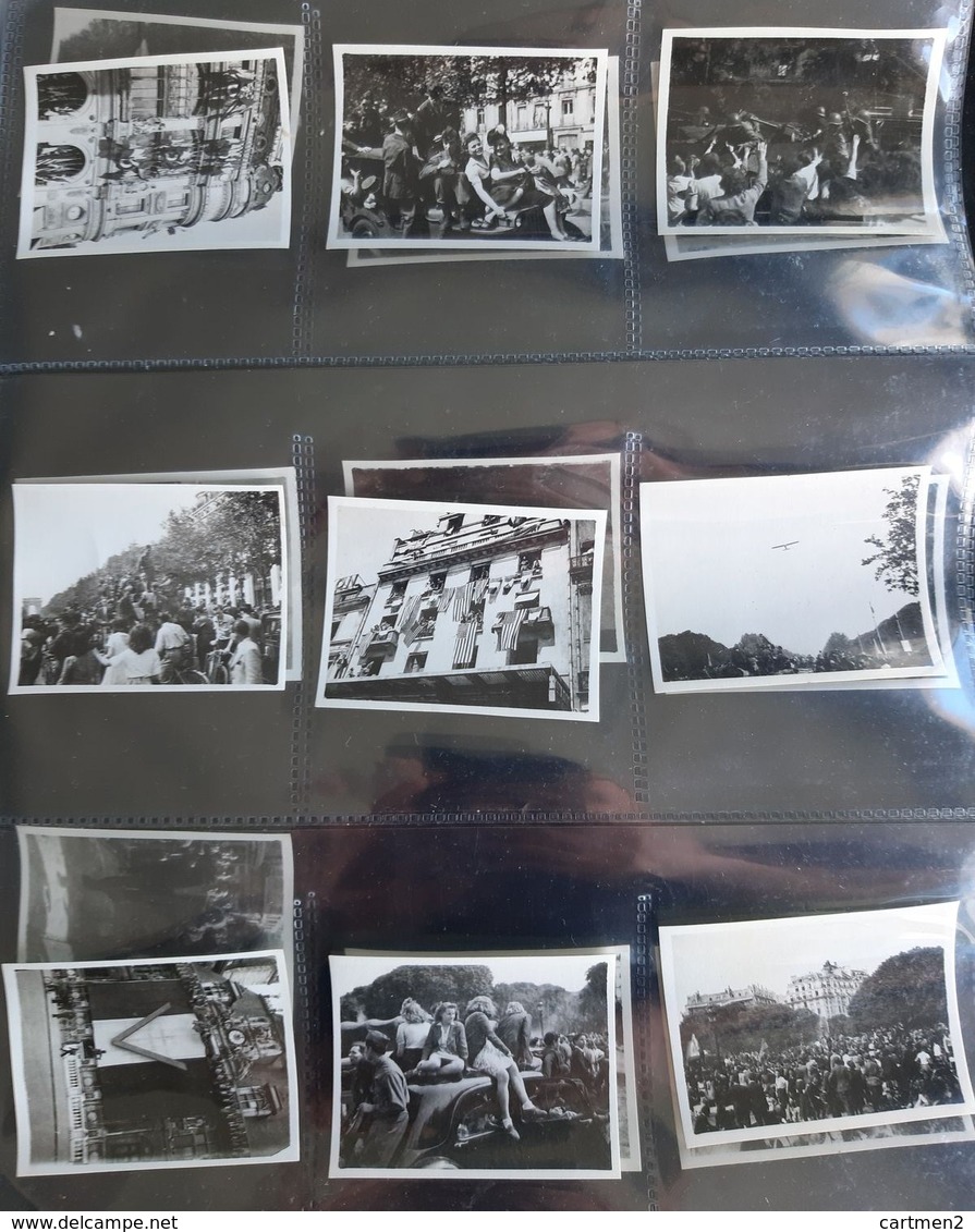 LIBERATION DE PARIS ALBUM DE 90 PHOTOGRAPHIES AMATEURS TANK BARRICADE DIRIGEABLE TANK AMERICAIN CHAMPS-ELYSEES GUERRE 40