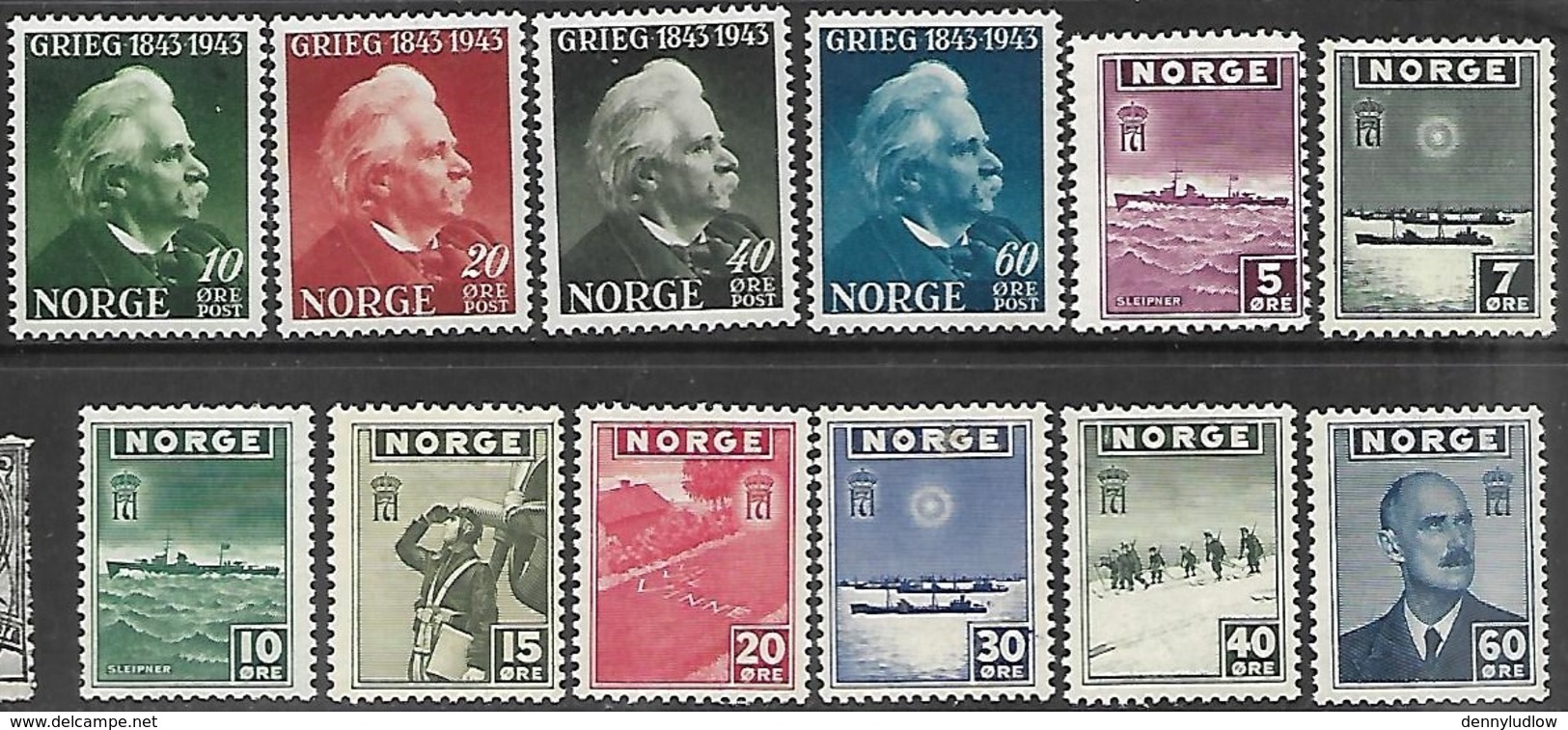 Norway   1943-5   Sc#255-66 Sets  MNH   2016 Scott Value $12.50 - Neufs