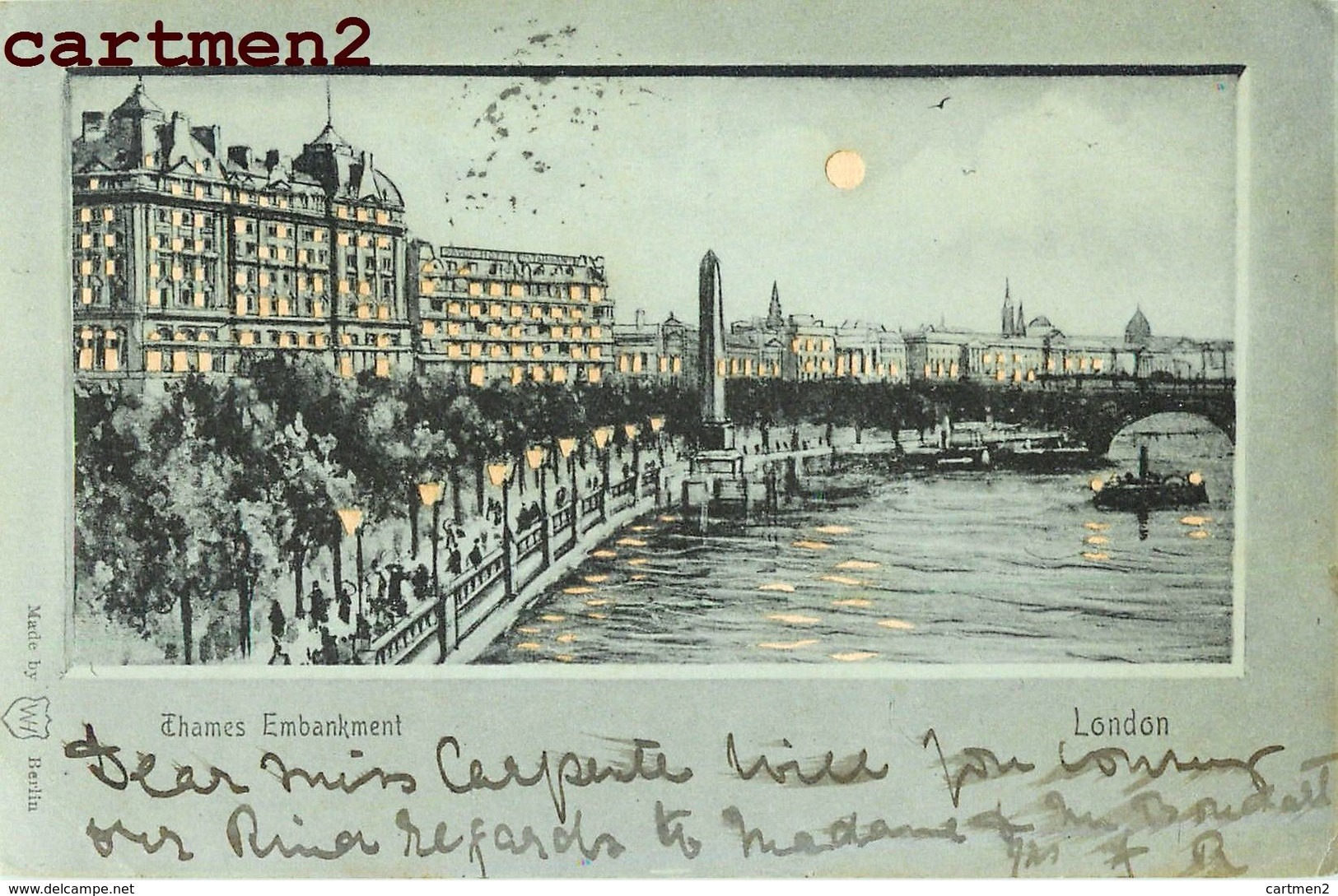 LONDON CARTE A SYSTEME HOLD-TO-LIHGT CONTRE LA LUMIERE THAMES EMBANKMENT - Other & Unclassified