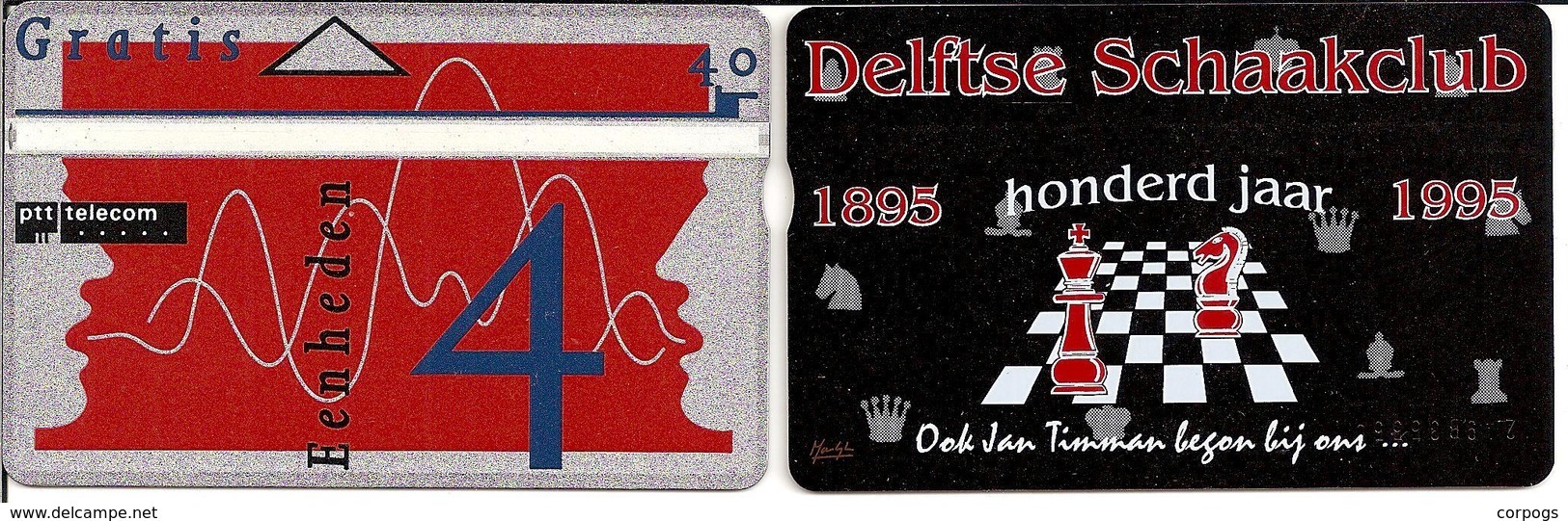 Phonecard Magneet Kaart Delftse Schaakclub 100 Jaar 1895 - 1995 4 Eenheden Not Used Telefoonkaart - Private