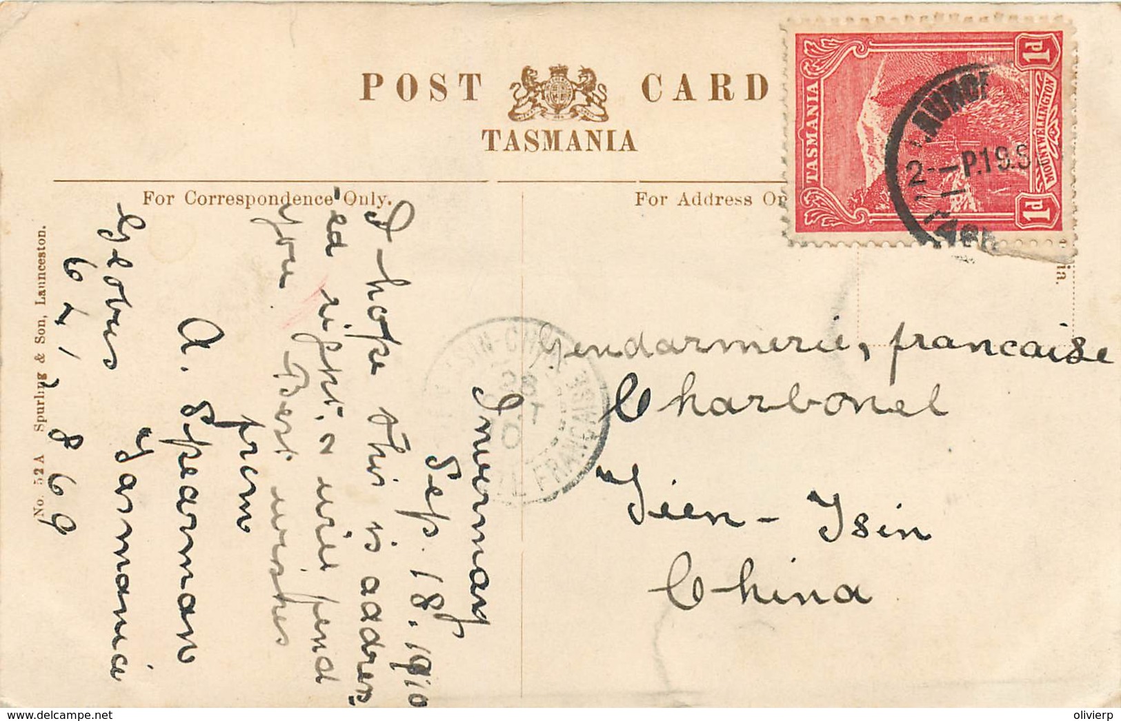 Australia - Tasmania - Cora Linn , N. Esk River Near Launceston - Envoyé Vers Tien-Tsin Chine - Lauceston