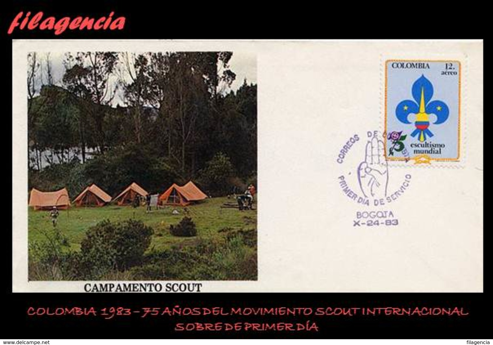 AMERICA. COLOMBIA SPD-FDC. 1983 75 ANIVERSARIO DEL MOVIMIENTO SCOUT - Colombie