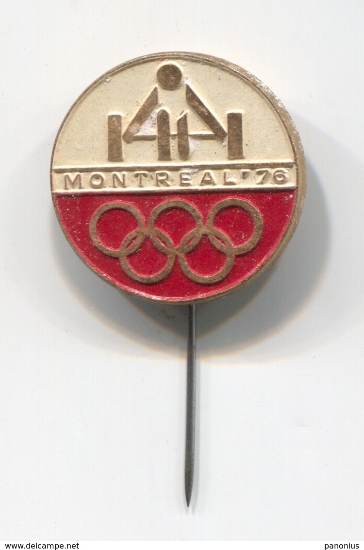 Weightlifting  Halterophile - Olympiade MONTREAL 1976. Vintage Pin, Badge, Abzeichen - Gewichtheffen