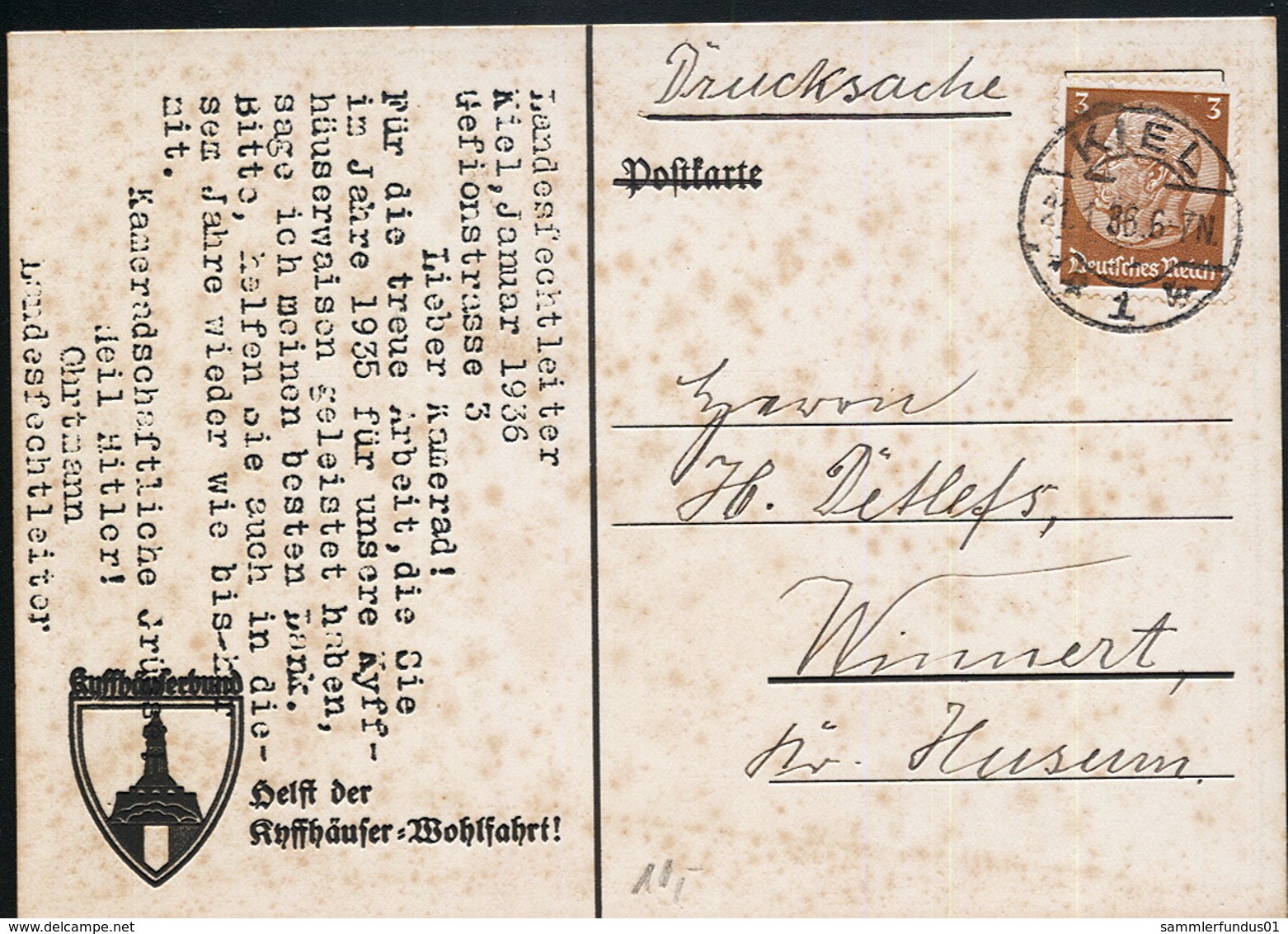 AK/CP Propaganda Reichskriegerbund Kyffhäuserbund  Nazi    Gel/circ.1936   Erhaltung/Cond.  2/2-   Nr. 00696 - Weltkrieg 1939-45