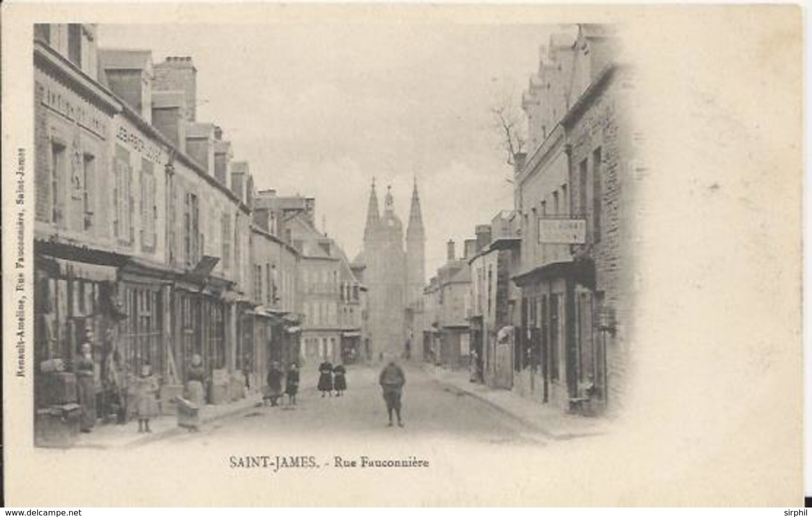 Carte Postale Ancienne De Saint James(50) La Rue Fauconniere - Autres & Non Classés