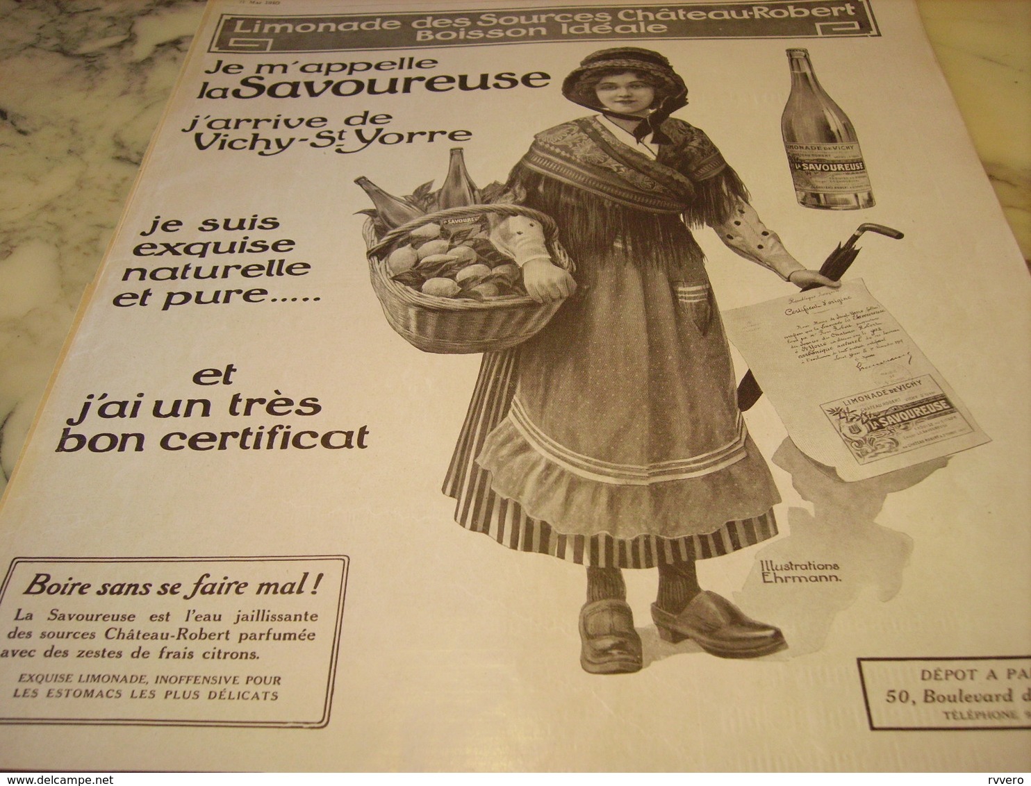 ANCIENNE PUBLICITE LIMONADE LA SAVOUREUSE DE VICHY 1910 - Affiches