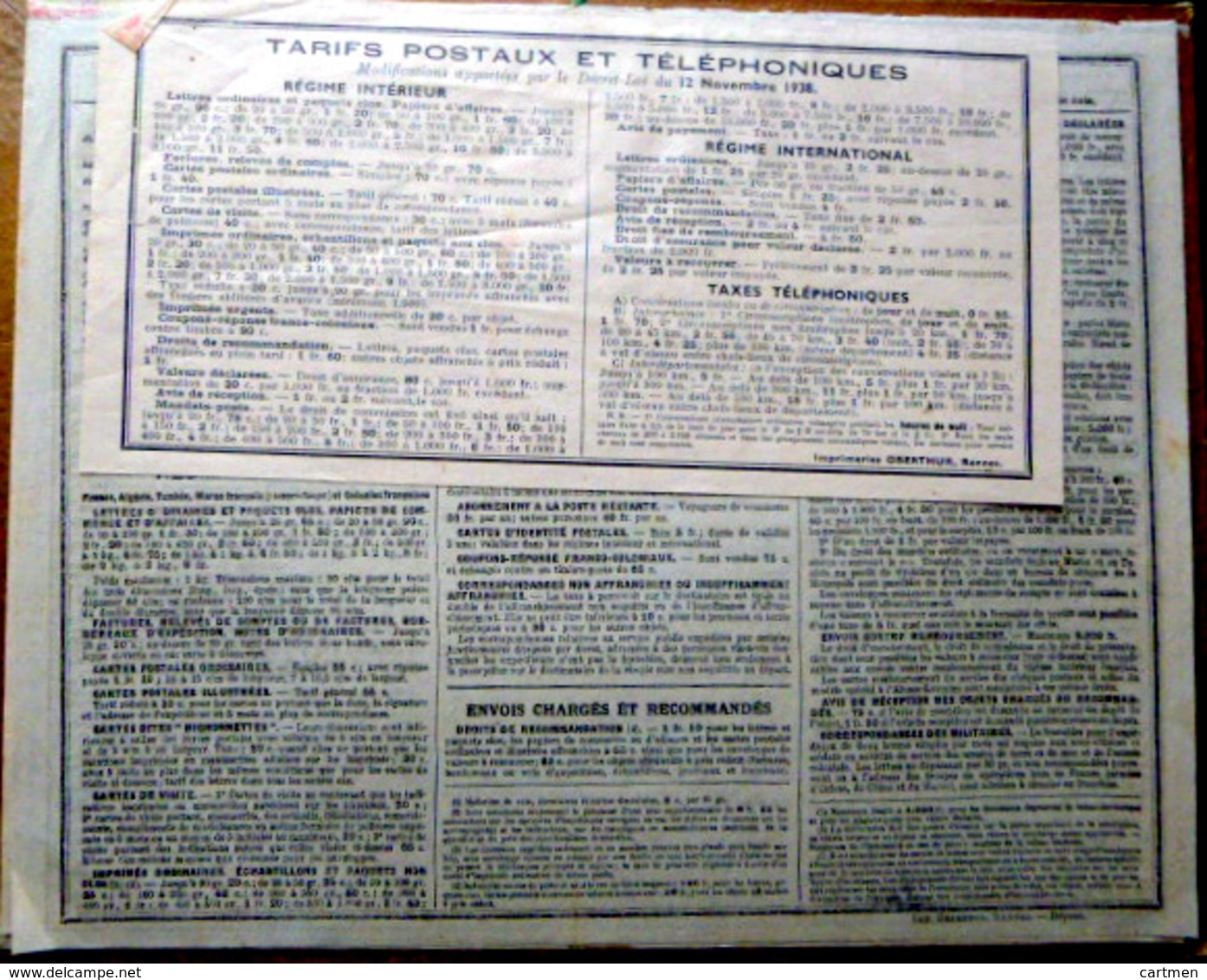 CALENDRIER 1939 DE LA POSTE  P T  T  CAGNES SUR MER   TRES BEL ETAT - Autres & Non Classés