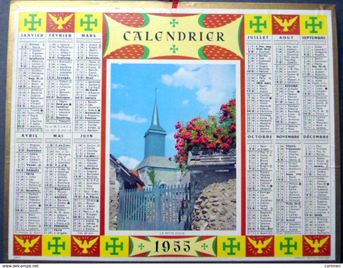 CALENDRIER 1955  DE LA POSTE  P T  T  LA PETITE EGLISE TRES BEL ETAT - Autres & Non Classés