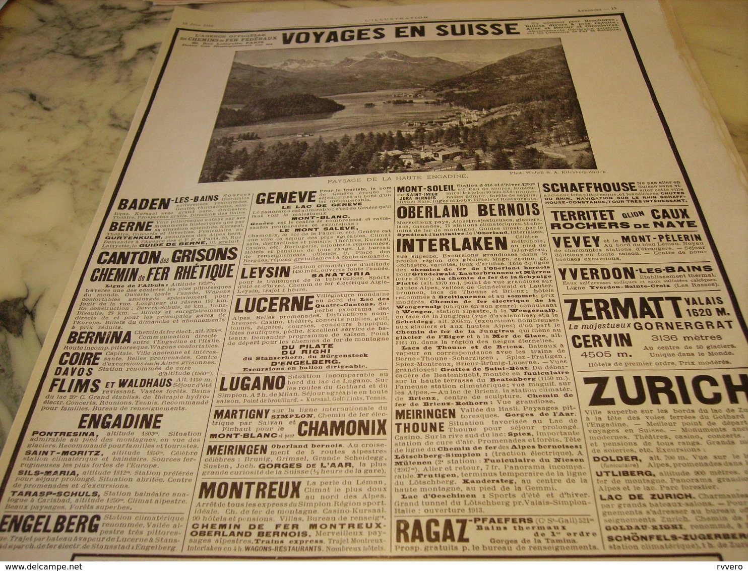 ANCIENNE PUBLICITE CHEMINS DE FER VOYAGE EN SUISSE   1910 - Autres & Non Classés