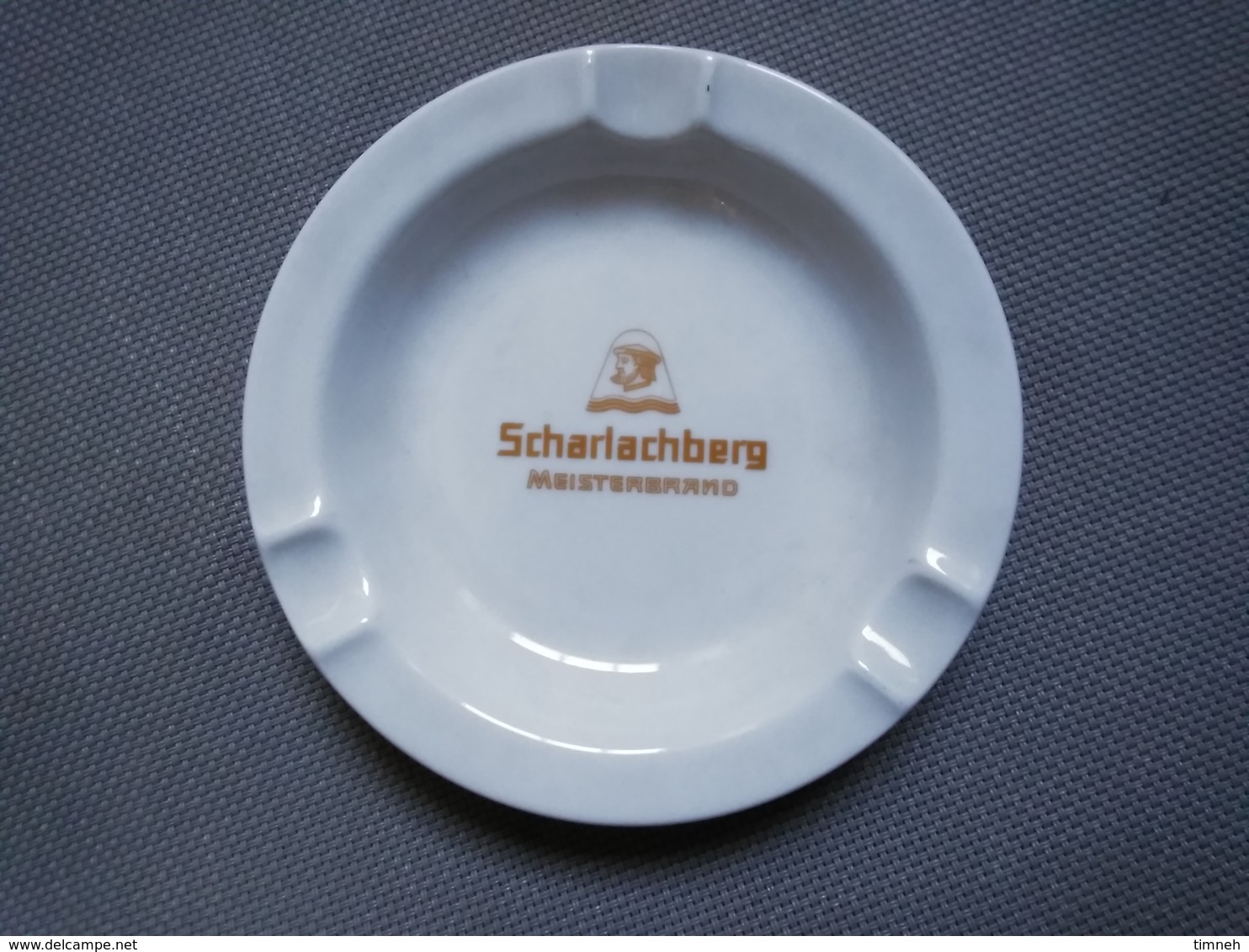 PORCELAINE KÖNIGL. PR. TETTAU - SCHARLACHBERG MEISTERBRTAND - CENDRIER 13cm- Sérigraphie - Milieu 20e - Portacenere