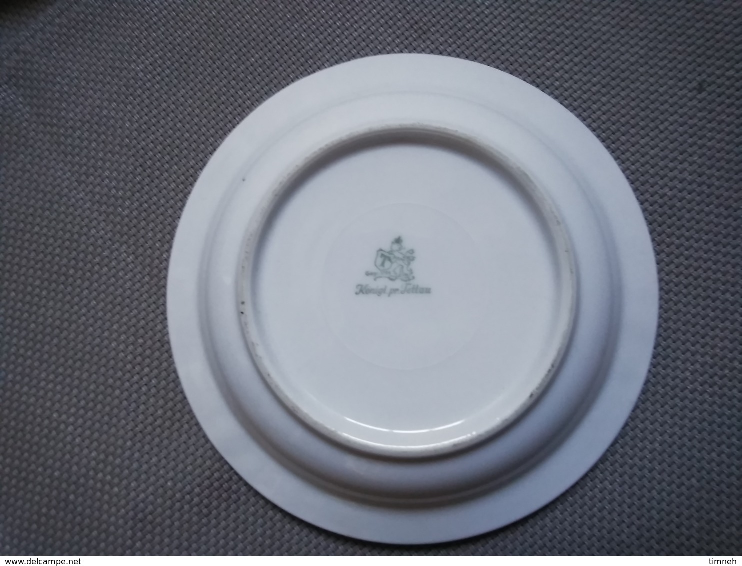 PORCELAINE KÖNIGL. PR. TETTAU - SCHARLACHBERG MEISTERBRTAND - CENDRIER 13cm- Sérigraphie - Milieu 20e - Ashtrays