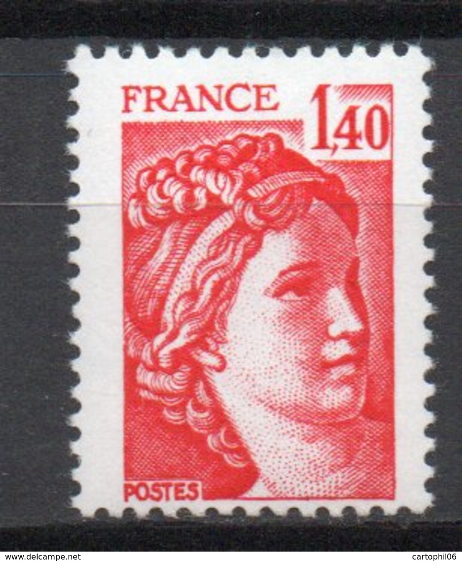 - FRANCE Variété 2102a ** - 1 F. 40 Rouge Type Sabine 1980 - SANS PHOSPHORE - Cote 25 EUR - - Neufs