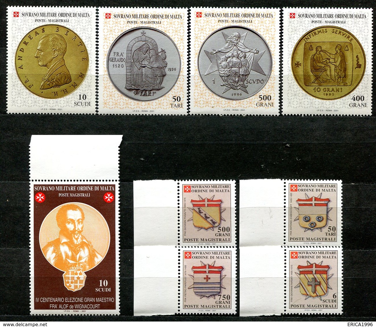 Z1416 SOVRANO MILITARE ORDINE DI MALTA SMOM 2001 Lotto Di 8 Serie Complete + 3 Foglietti, MNH**, Ottime Condizioni - Sovrano Militare Ordine Di Malta