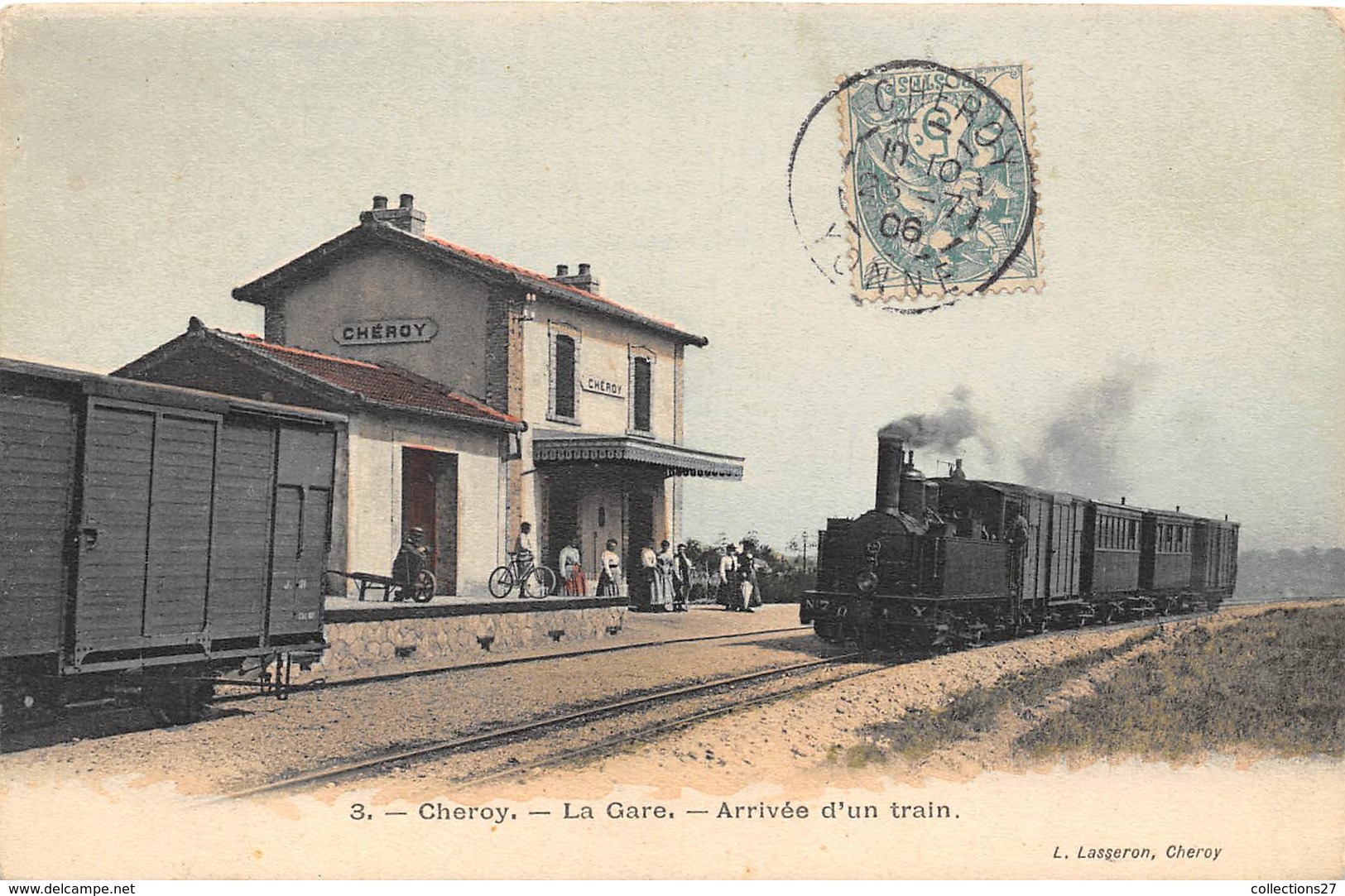 89-CHEROY- LA GARE- ARRIVEE D'UN TRAIN - Cheroy