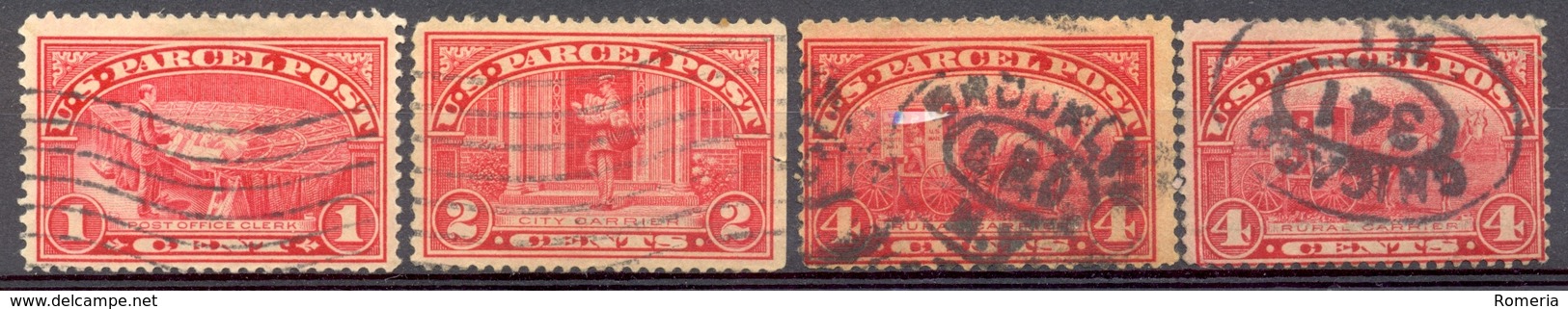 Etats Unis - Timbres Colis Postaux YT Nºs 1 - 2 - 4 - 4  - Oblitérés - Colis