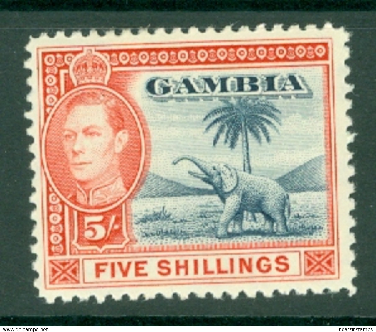 Gambia: 1938/46   KGVI   SG160     5/-        MH - Gambia (...-1964)