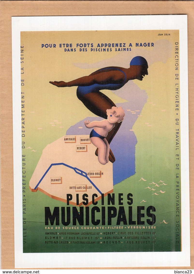 B56349 Piscines Parisiennes Vers 1938, Affiche De Jean Colin - Autres & Non Classés