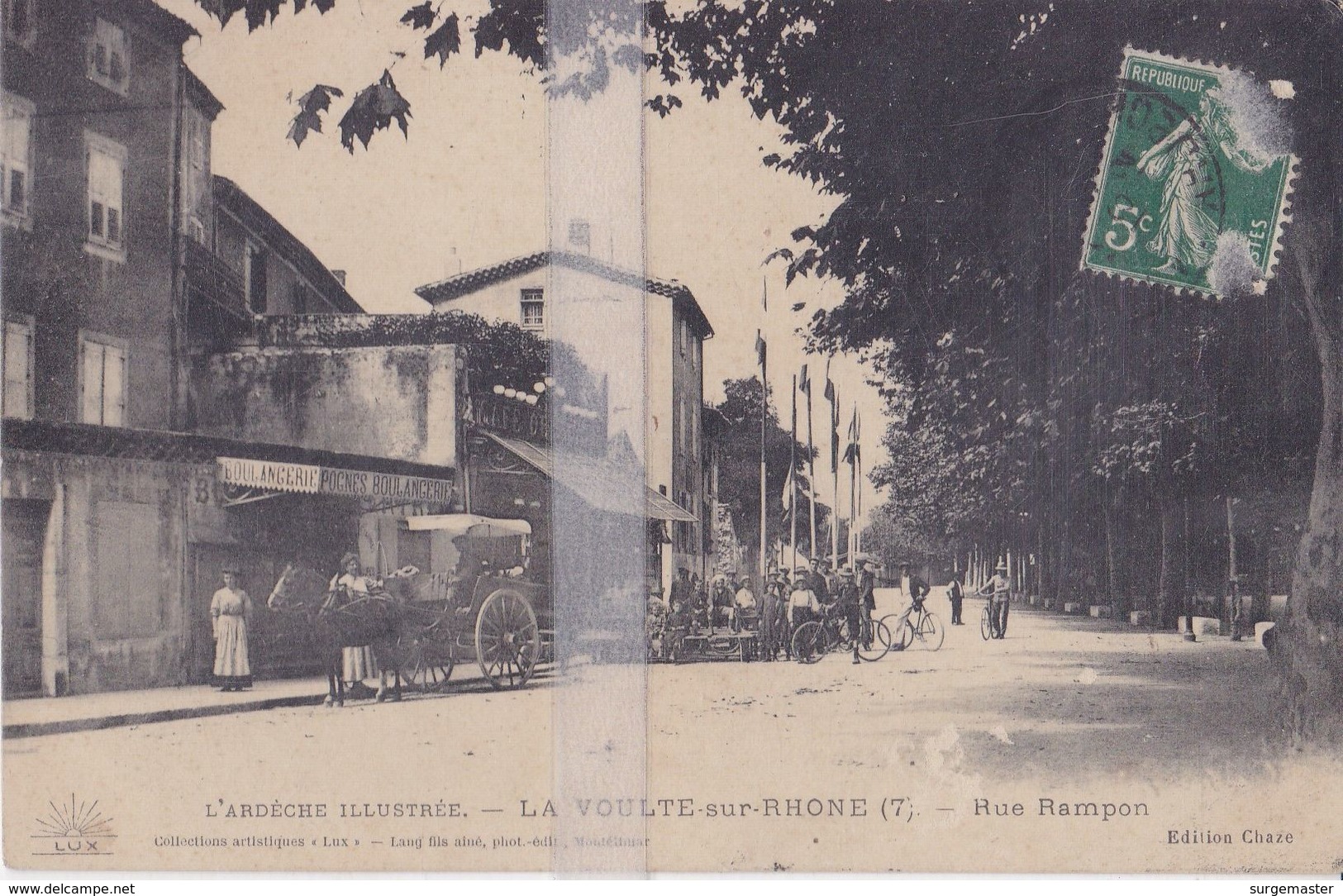 CPA  LA VOULTE-SUR-RHÔNE LA RUE RAMPON  ET LE CAFE DE FRANCE - La Voulte-sur-Rhône