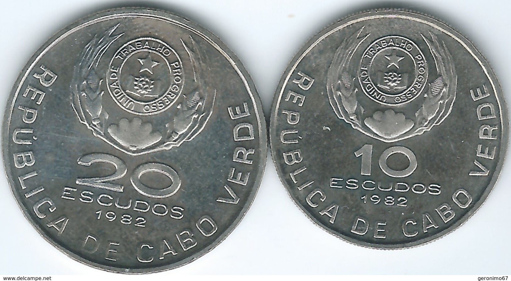 Cape Verde - 1982 - 10 Escudos - Eduardo Mondlane (KM19) & 20 Escudos - Domings Ramos (KM20) - Cap Vert