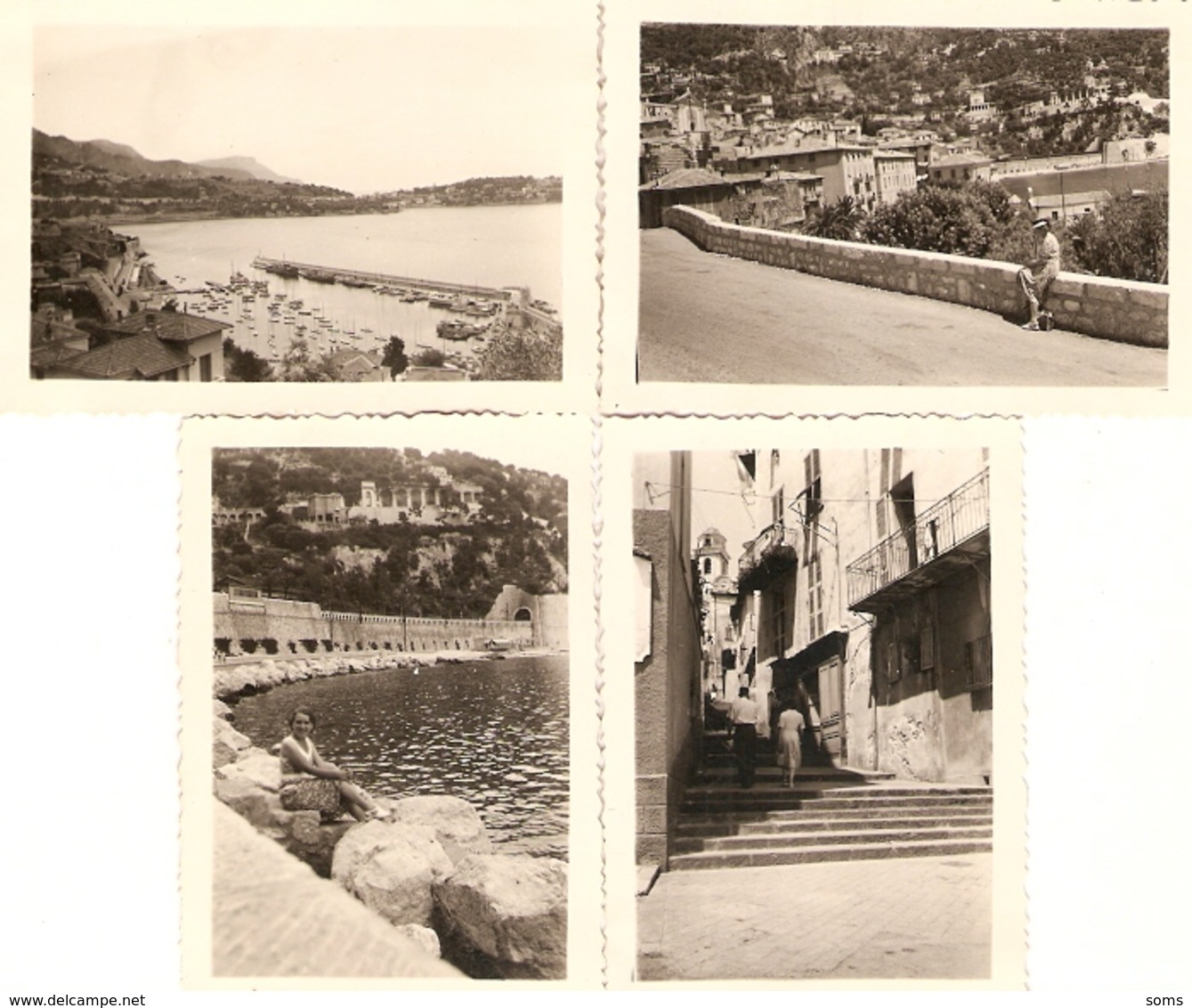 Lot De 4 Photographies Anciennes, Villefranche Sur Mer (06), Rue, Route, Baie, Photos De 1951 - Lieux